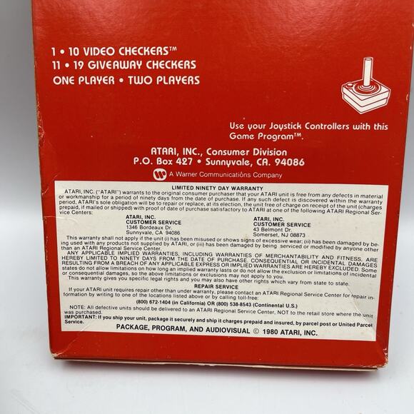 Atari 2600 Video Checkers 19 Games CX2636 with Box and Manual Vintage Video Game - Picture 10 of 10